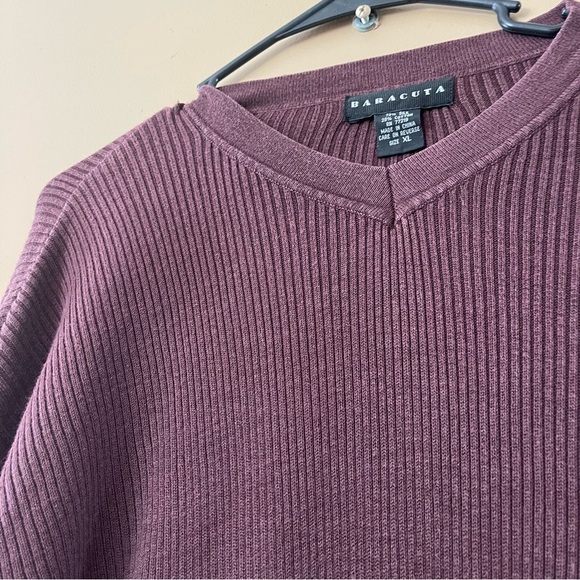 Barracuda MENS silk and cotton v neck plum sweater size XL - Picture 3 of 7